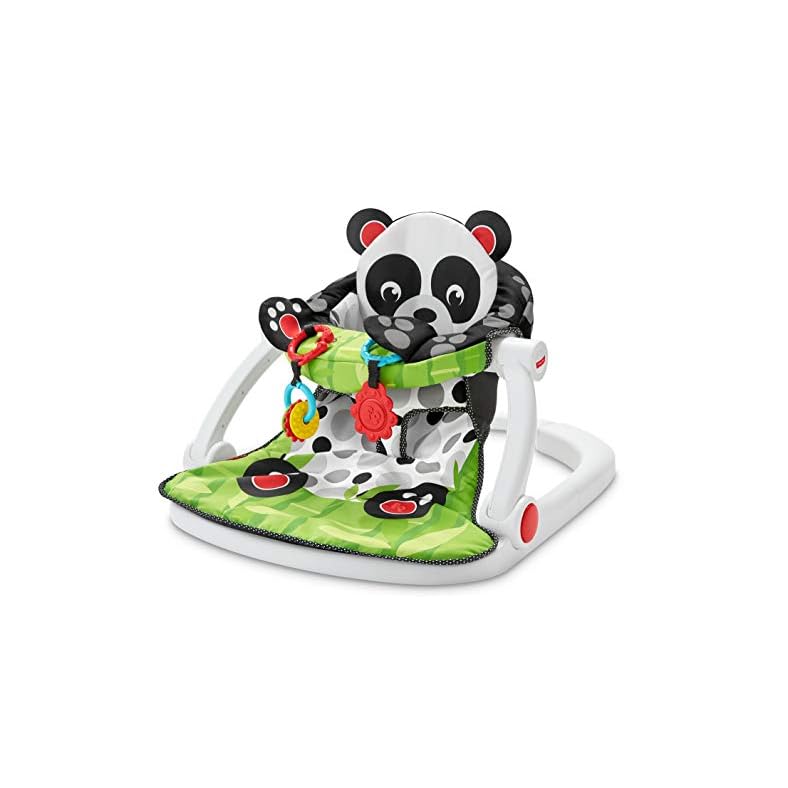 Fisher-Price Portable Baby Chair, Sit-Me-Up Floor Seat with Removable Toys Plus Crinkle & Squeaker Seat Pad, Panda Paws