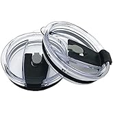 Tumbler Lid for 20 Oz,2 Replacement Lids for 20oz Stainless Steel Tumbler Travel Cup Yeti,Ozark Trails and more Cooler Cup, Flip-top Splash Proof (Black, 20 OZ)