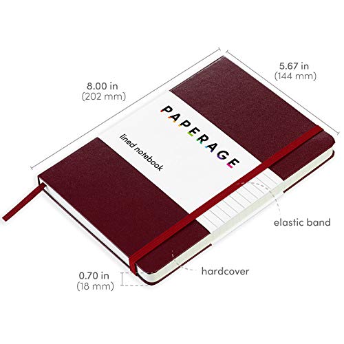 PAPERAGE Lined Journal Notebooks, 3 Pack, (Burgundy), 160 Pages, Medium