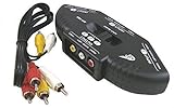 yueton 3-Way Audio Video AV RCA Switch Selector Box Splitter+3 Way RCA Cable for Xbox XBOX360 DVD PS Black