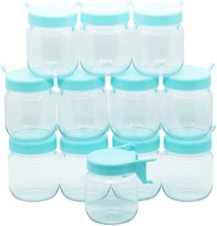 Pegboard Accessories Organizer Storage Jars - Crush &amp; Impact Resistant Plastic Caddy Craft Jars - One-Handed Locking System - Garage Workbench, Crafting, Tools, Jewelry, Sewing - Set of 12 (Blue)