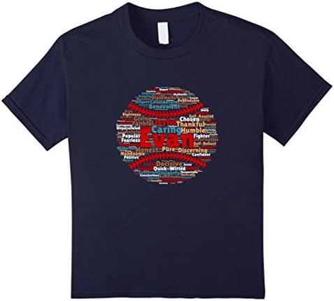 Kids Evan - Personalized Baseball Word Cloud T-Shirt 4 Navy