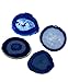 AMOYSTONE Natural Stone Coasters Set of 4 Blue Agate Crystal Coasters 3-3.5