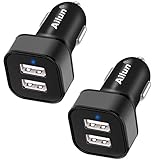 Ailun Car Charger Adapter 2Pack Dual Smart USB Ports 4.8A 24W Compatible iPhone X Xs XR Xs Max 8 7 Plus Galaxy S10 Plus S9 S8 S7 S6 Note 8 9 10 Black