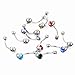 12 Pcs Double Jeweled CZ Crystal Belly Button Navel Rings Body Jewelry Piercing 316L Surgical Steel14G 7/16