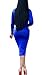 Womens Business Dress One Piece Suit Long Sleeve Tie Neck Peplum Top Bodycon Skirt Office Ladies Navy XL