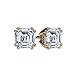 NANA Jewels Asscher Cut 14K Solid Gold Posts & Sterling Silver Simulated Diamond Stud Earrings 0.75 to 4.00ctw CZ