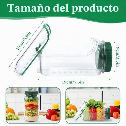 Side Open Salad with Anti-Leak Compartment for Dressings - Portable Meal Prep Containers Reusable Salad Bowl for Office, Gym, Picnic and Travel