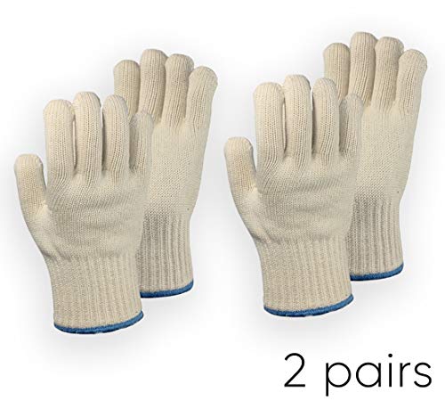 2 PAIRS Heat Resistant Gloves Oven Gloves Heat Resistant With Fingers Oven Mitts Kitchen Pot Holders Cotton Gloves Kitchen Gloves Double Oven Mitt Set Gardening Gloves Work Gloves Bulk