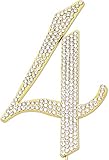 Sparkly Rhinestones Number 4 Cake Topper, Birthday Wedding Anniversary Gold Number 4