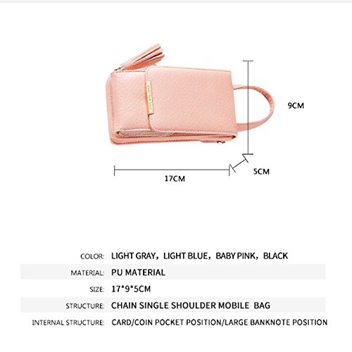 Fashion Leather Leisure Phone Purse Small Shoulder Messenger Bag Cellphone Pouch Wallet Case Black - Thumbnail 5