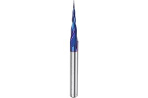 uxcell Tapered Ball Nose End Mill CNC Router Bit, 0.25mm Radius 1/4" Shank Solid Carbide Coated Upcut Spiral 2 Flutes Cutter 