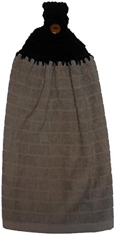 Brown Taupe and Black Double Kitchen Cotton Hand Towel Crochet Top