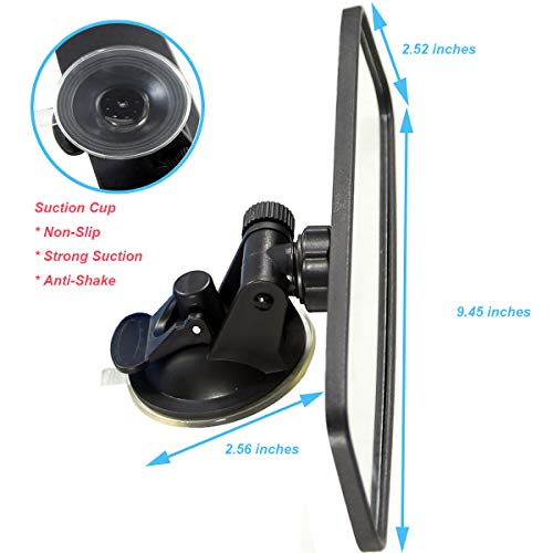KITBEST Rear View Mirror, Suction Cup Rearview Mirror Universal Car interior Mirrors, Adjustable Auto Mirror for Most Car Truck