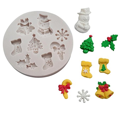 KingWo 3D Christmas Fondant Cake Chocolate Sugarcraft Mold Xmas Silicone Baking Mold (D)
