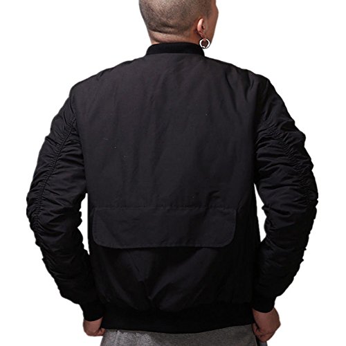 MCCKLE Men`s Zip Hip Hop Varsity Baseball Bomber Jacket Black X Large - Thumbnail 2