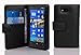 Cadorabo Case works with Nokia Lumia 820 in OXID BLACK (Design BOOK STRUCTURE) – with 2 Card Slots – Wallet Case Etui Cover Pouch PU Leather Flip