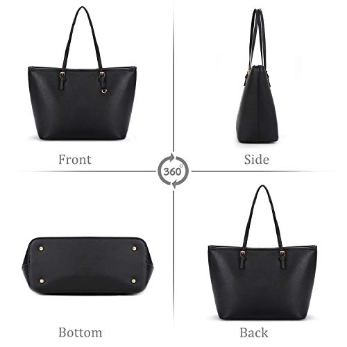 COOFIT Black Tote Purses and Handbags for Women, Tote Handbags Women Purses Shoulder Bag Pocketbooks Purses - Thumbnail 7