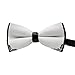 Hello Tie Men's Pre-Tied Double Color Cotton Bowtie Luxury Bow Ties with Silver Edge-White