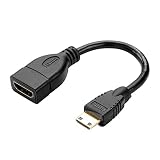Mini HDMI to HDMI Cable, CableCreation 0.5ft Mini-HDMI Male to HDMI Female Adapter, Support 1080P Full HD, 3D, for Camera, Camcorder, Graphics Card, Laptop,Tablet, HDTV,Projector, 0.15M, Black