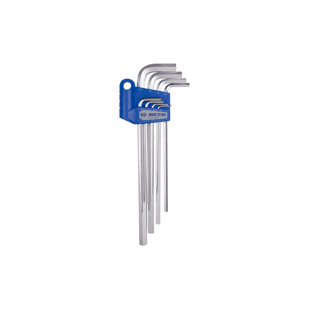KING TONY 20208MR Set Wrenchs Allen Extra Largas 2-10mm for DIYers & Professionals, Made for Repair and Installation tasks, 10mm, 8 Pieces
