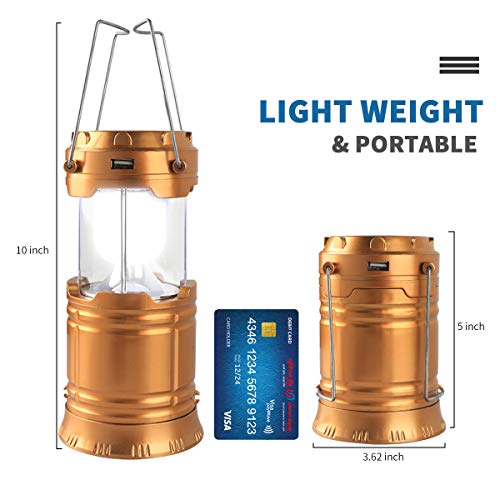 LED Camping Lantern, Solar and USB Charging Lantern Flashlight Collapsible and Portable Light for Daily/Camp/Hiking/Night Fishing/Emergency/Hurricanes/Storm(1 Pack) - Thumbnail 6
