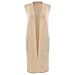 Roshes Boutique Womens Pockets Long Sweater Vest Cardigan, Beige, Large