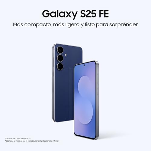 Galaxy S25 FE 256GB, telemóvel com IA, moldura leve de 7,5mm, ecrã FHD+ de 6,7", câmara de 50MP, Exynos 2400, 8GB de RAM, garantia do fabricante 3 anos + 1 ano extra, preto intenso (versão espanhola)