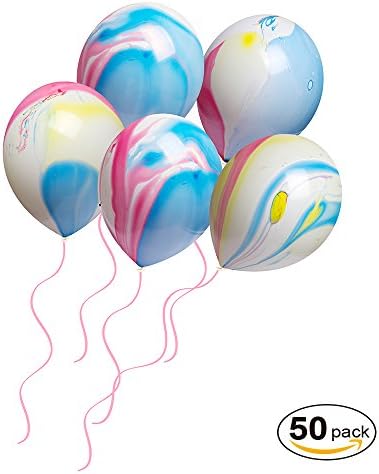 DUERGER Marble Balloons, 50 Pcs 12 Inches Assorted Color Latex Party Decorations Balloons &amp; A Balloon Ribbon Set/Thick Mix Color Balloons/Helium Quality Balloons For All Celebrations