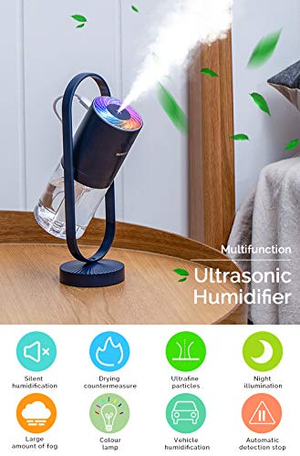 SHSTFD Mini Portable Humidifier Cool Mist, Cute USB Humidifiers with 7-Color LED Night Light, Auto-O - //coolthings.us