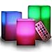 LED Lytes LED Multi Colored Flameless Candles Battery Operated, 3 Square Ivory Wax with Multi-Function Timer Remote Control, Flickering Flame Candle Set for Teen Gifts and Wedding Decor