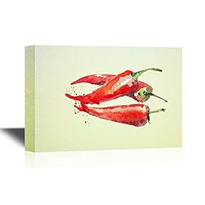 Canvas Wall Art - Watercolor Painting of Red Peppers - Gallery Wrap Modern Home Art | Ready to Hang - 12x18 inches