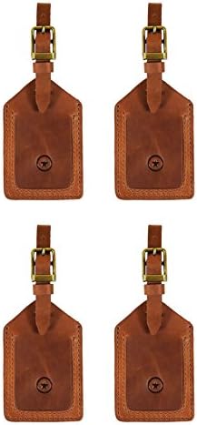 Leather Luggage Tags Travel ID Bag Baggage Suitcase Labels By Aaron Leather (Mocha Brown)