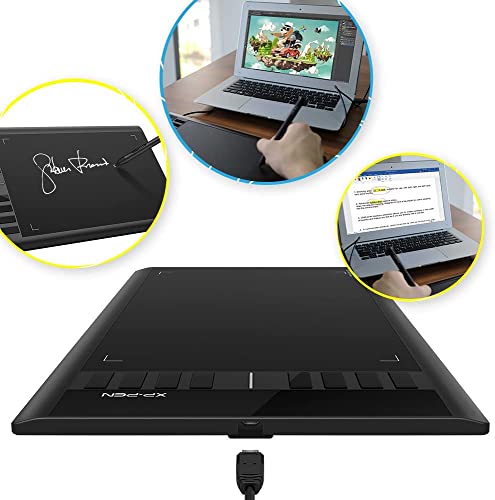 XP-Pen Star03V2 12 Inch Graphic Tablet with Passive Stylus 8192 Levels and 8 Shortcuts Pallette Digital Drawing - Compatible with Windows Mac Chromebook