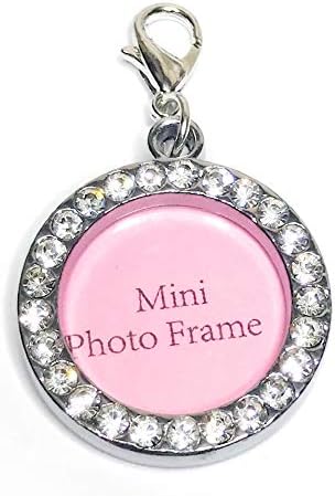 AMZ BEADS - Bridal Wedding Bouquet Memorial Family Silver Round Rhinestone Crystal Double-Sided Picture Photo Frame Jewelry Making DIY Craft Charms (5)