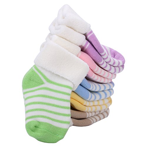 VWU 6 Pairs 0-12/12-36 Months Baby Cuff Socks Thick Cotton Socks