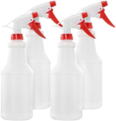 HomeDone Spray Bottle 16 oz Empty, White Translucent Plastic, 4-Pack
