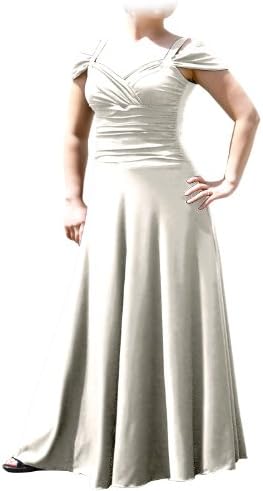 Evanese Women's Plus Size Elegant Long Formal Evening Dress with Shoulder bands 4X. Creme