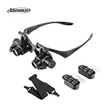 Aomekie Magnifying Glasses with Light Zoom 10X 15X 20X 25X LED Illuminated Eye Loupe Headband Magnifier for Jeweler Repair Watch