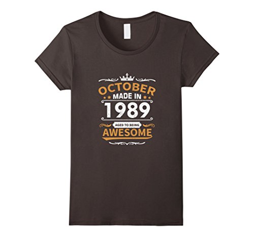 Womens Made in October, 1989 - 28th Birthday Gift T-shirt XL Asphalt