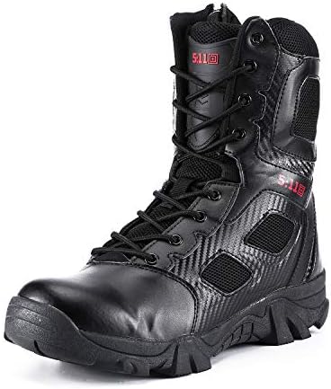 Fuaojia Men Combat Boots Waterproof Leather Tactical Sport Side-Zip Military Boot
