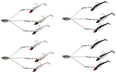 4 YUM Fishing Lures YUMBRELLA Money Fry Pearl/ Black Pearl Tripod Multi-Arm Rigs