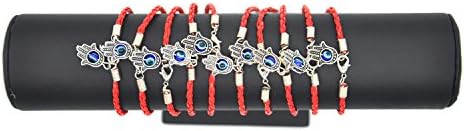 ArRord "Lucky" HAMSA Red String Kabbalah Bracelets with Braided String and Rotating "Evil Eye" Hamsa Hand - Jewish Judaica Amulet Pendant Jewelry for "Success and Protection" 10 Pcs Set