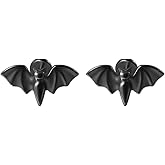 Niaspi 2Pcs 20G Stainless Steel Bat Lip Rings Labret Studs Conch Helix Tragus Cartilage Stud Earrings Threadless Push In Monroe Medusa Piercing Jewelry for Halloween