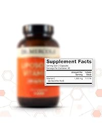 Dr. Mercola Vitamina liposómica C 1,000 mg por porción, 180 cápsulas, 90 porciones, mayor potencial...
