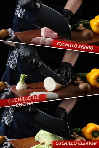 Dream Reach Kitchen Knives, Chef Knife Set 6 Pieces Stainless Steel with a Sharpener and Case for Meat, Vegetables, Barbecue and Outdoor