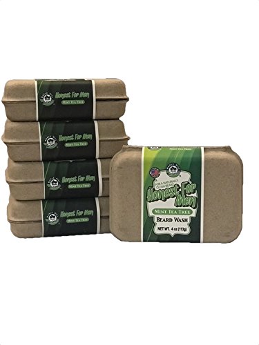 Honest For Men Mint Tea Tree Oil Beard Wash 5 Bar Value Pack - 100% All Natural Ingredients - Best Beard Shampoo and Conditioner for a Healthy Beard - Hand Crafted in U.S.A.