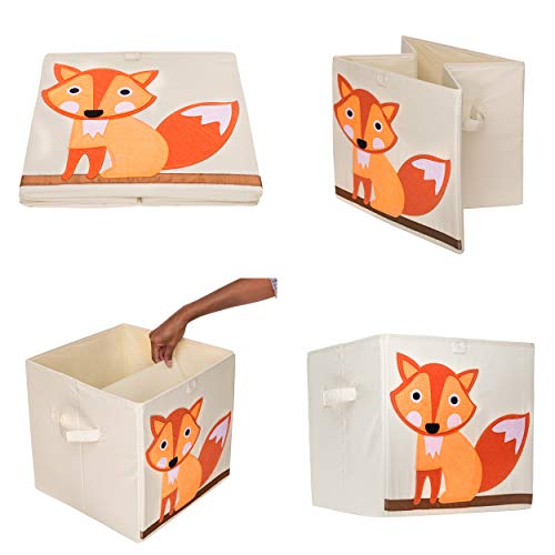 Murtoo Toy Bin Foldable Storage Cube Box Eco Friendly Fabric Toy Storage Cubes Organizer for Kids Toy Chest, 11 Inch (Fox)