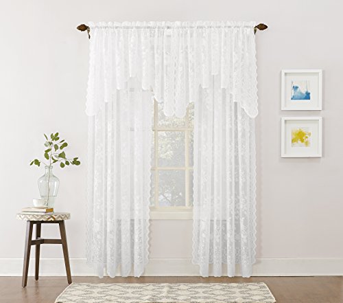 Alison Floral Lace Curtain Valance, White - Image 3