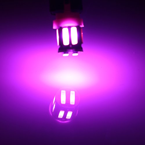 Grandview Pink T10 194 168 921 W5W LED Interior Lights Bulb Car Replacement Lights Truck License Plate Front Rear Sidemarker Light Dome Map LED Bulbs 12V DC 10-Pack
